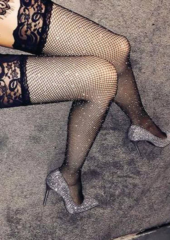 جوراب بالا زانو ژله ای نگین دار